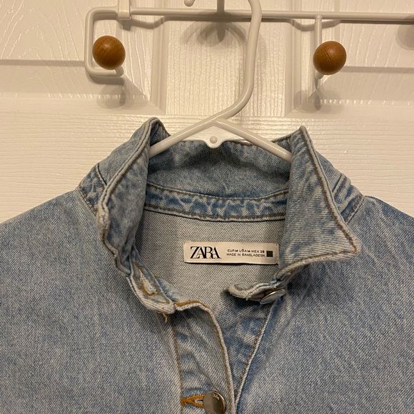 Zara women Denim Button Up Shorts Romper Jumpsuit Size Medium - Picture 2 of 10